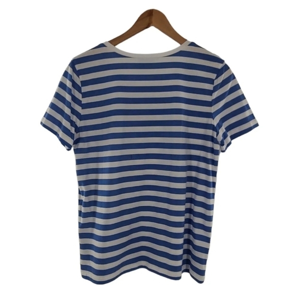 Draper James Blue & White T-shirt Top Striped Howdy Tee Size Medium - Picture 5 of 7